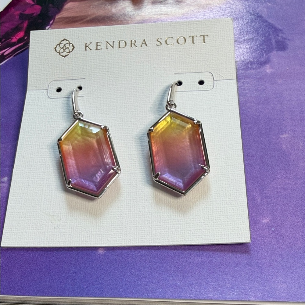 Kendra Scott Purple and Yellow Ombre Earrings